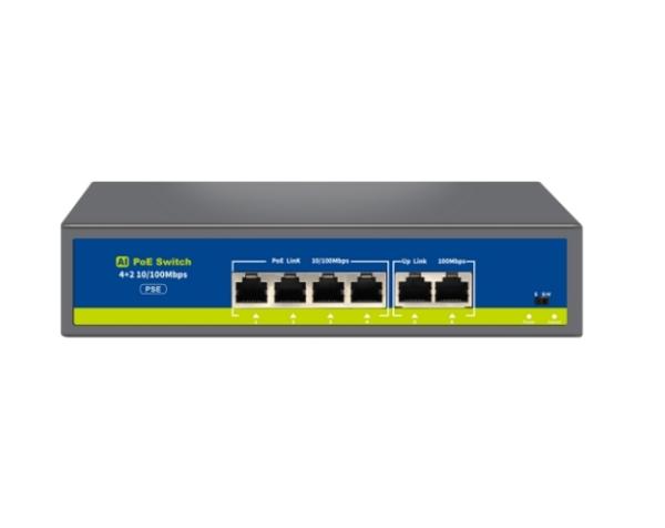 UNİSİGHT-NVCHIF0420FBL-C 4 PORT POE 2 PORT UPLİNK 10/100Mb 10/100Mb 75W POE SWİTCH