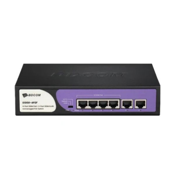 BDCOM S1000-4P2F 4-Port 10/100M PoE+ 2-Port 10/100M RJ45 Uplink, 60W