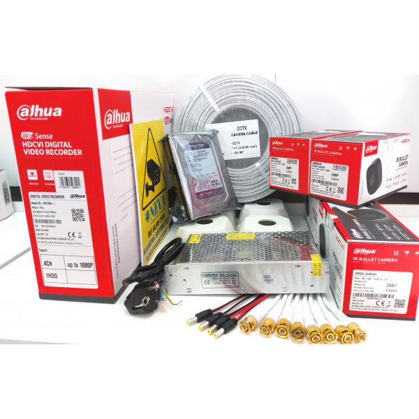 MONTAJ DAHİL ! Dahua 2MP 1080P 4 Kameralı HD AHD HDCVI Set